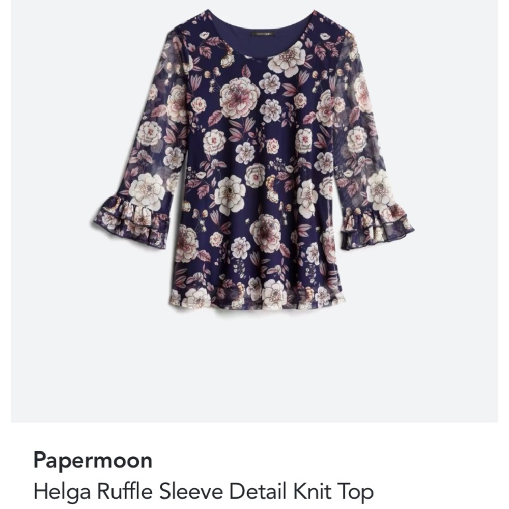 Papermoon navy blue/floral size 1X blouse